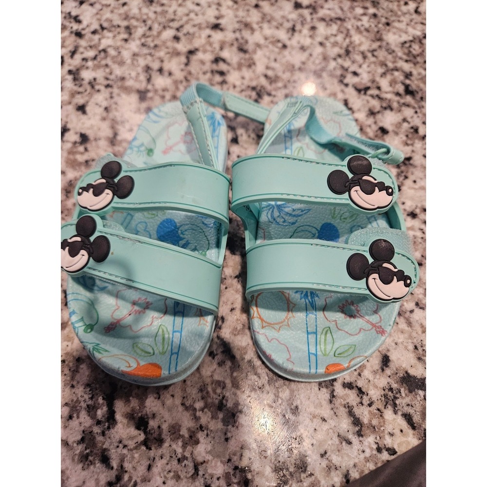 Sandals disney blue boy toddler summer pool shoes 7 8 mickey head